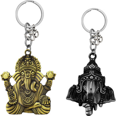 M Men Style Lord Ganesha Om Metal Key Ring – Keychain for Car, Bike & Office Skey596-618 Key Chain