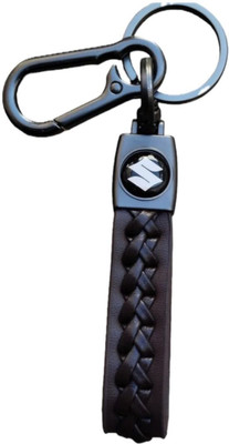 K C Leather Criss-Cross Patti Keychain & Keyring with hook (Brown) Key Chain