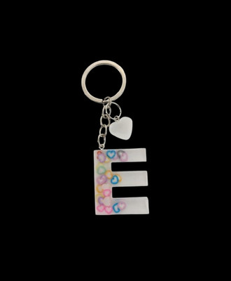 NEHIK ENTERPRISE Resin Keychain Letter E Heart White Key Chain