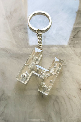 SnipNclip Crafts H Silver Alphabet/Letter Key chain, Handmade Key chains Key Chain
