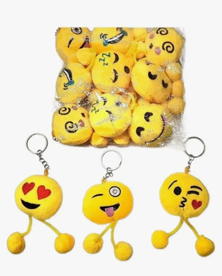 Jainjon Fluffy pom pom smiley emoji keychain Key Chain
