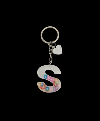 NEHIK ENTERPRISE Resin Keychain Letter S Heart White Key Chain