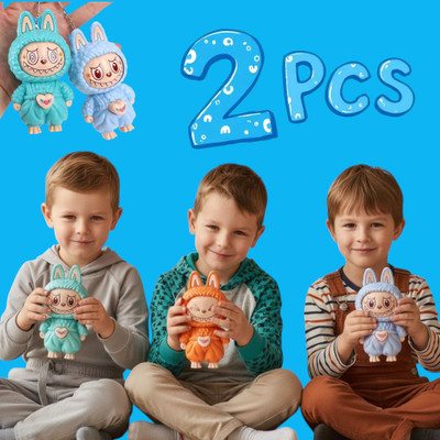 FlyTouch Labubu 2-Piece Mini Keychains – Fun Mood Toy for Kids, Teens, Collectors Key Chain