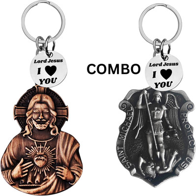 The Men Gift Lord Jesus Keychain Combo– Sacred Heart Religious Keyring Set ShivkeyCom632-646 Key Chain