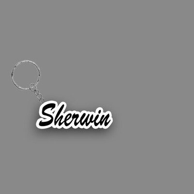SY Gifts SYG Sherwin Name Keychain White And Black Key Chain