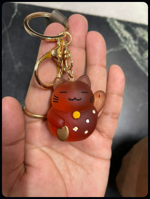 gtrp Keychain-Cute 3D Transparent Kitty With Charm (Red) Key Chain