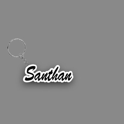 SY Gifts SYG Santhan Name Keychain White And Black Key Chain