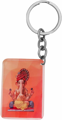 M Men Style Religious Lord Shri Ganesha/Ganpati Keyring Keychain Orange SKey2025258 Key Chain