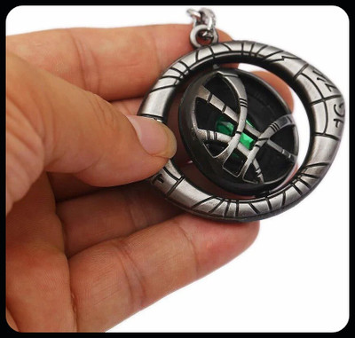 gtrp Trendy-Rotating Spinner Eye Design with Green Stone Alloy Keychain Key Chain