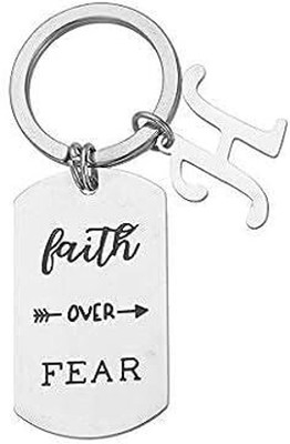 Artisans Crafted Faith Over Fear Keychain with Initial H Key Chain