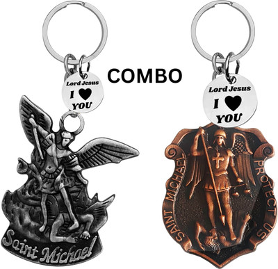 M Men Style Double-Sided Saint Michael Keychain – Jesus Christ Key Ring Medal Com649-644 Key Chain