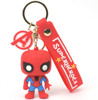 WHITE POPCORN Amazing Broad Face Spider Man Avengers 3D keychain With Long Ribbon Key Chain Key Chain