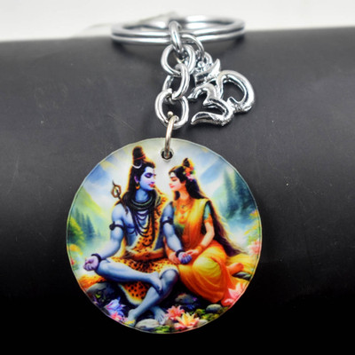 AFH Lord Shiv Shankar Mata Adishakti Om Charm Religious Keychain for Men and Women Key Chain