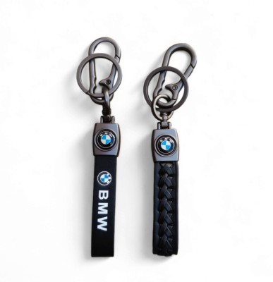 JNV Black Leather Keychains Compatible With BMW Car | Pack Of 2 | Key Chain