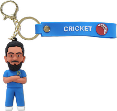 HappierYou Virat Kohli in Indian Cricket jersey 3D Silicone Keychain with Amazing Belt Key Chain