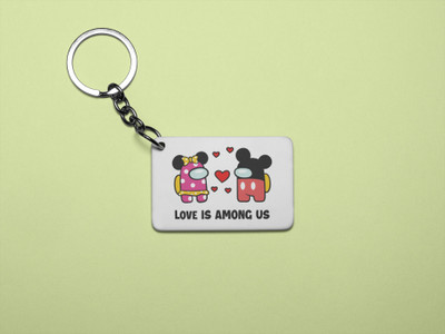 Rushaan Love is among us (BG Black & Red)- Printed acrylic animated Keychain(Pack Of 2) Key Chain