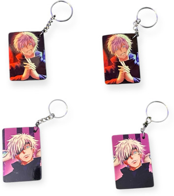ABHIcreation Best Anime Character Printed Design 4 Pieces MDF Keychain Key Chain