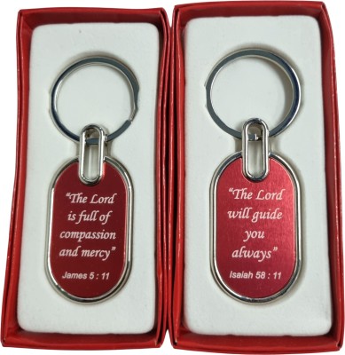 BLESSINGS Bible Verse Semi Circle Red 2 Key Chain