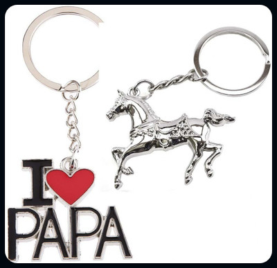 Meeko.com I love papa and Running horse key chain-A Key Chain