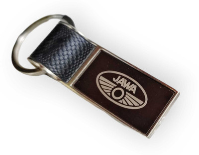 Jdp Novelty Leather Metal Keychain for j-a-v-a Bike.Rectangular Shape.New Key Chain