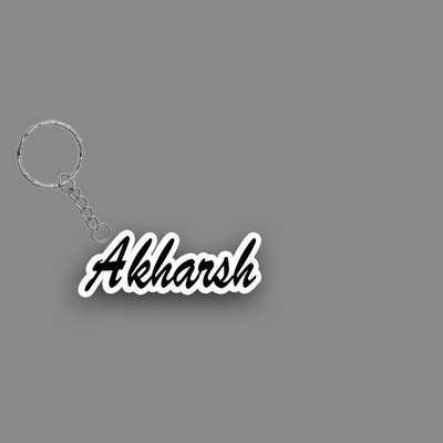 Prihit NEW_BBG Akharsh Name Keychain White And Black Key Chain