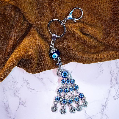 GKM Evil Eye Peacock premium quality metal keychain with hook Key Chain