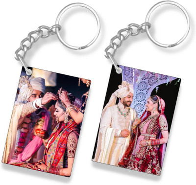 THE HATKE STORE Premium Custom Couple Photo Keychain Rectangular Shape For Birthday P1 Key Chain