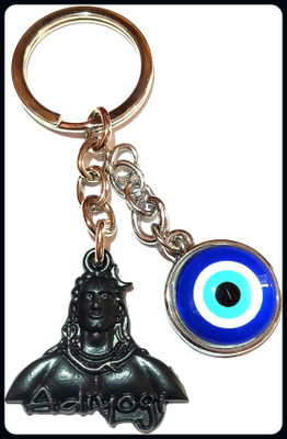 Meeko.com Keychain-Adiyogi With Evil Eye Bike Key Chain 07h5-A Key Chain