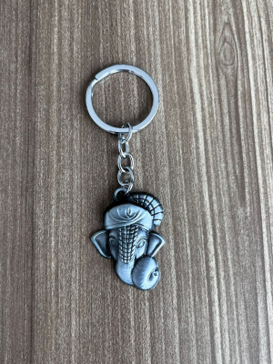 BLESSINGS Ganpati Grey Metal Key Chain