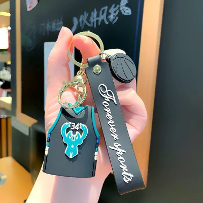 Mubco Basketball Jersey 3D Keychain | Strap Charm & Hook | PVC Key Ring Gift | Black Key Chain