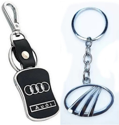 Jainsburys Combo of Audi Leather & Mahindra Metal keychain & Best Quality Keychain Key Chain