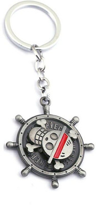 RR Shopping Zone Anime One Piece Luffy Logo Silver Rotating Metal Keychain for boys and girls Key Chain