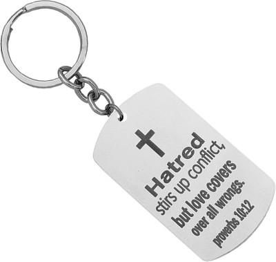 Sullery Dog Tag Keychain for Men Bible Verse CrossSulleryLCSKey202325 Key Chain