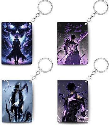 Gifting Domus Anime Keychains - Sung Jin Woo, Solo Leveling,Wooden Pack of 4 Key Chain