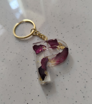 SnipNclip Crafts P Rose Alphabet/Letter Key chain, Handmade Key chains Key Chain