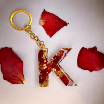 SnipNclip Crafts K Rose Alphabet/Letter Key chain, Handmade Key chains Key Chain