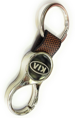 Jdp Novelty Round Shape Leather Metal Keychain for KIA Car. Key Chain