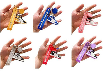 WHITE POPCORN Pack of 6 3D Cute Sneakers Key Chain