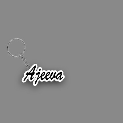 SY Gifts SYG Ajeeva Name Keychain White And Black Key Chain