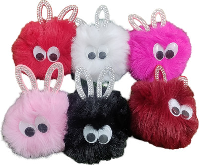 khushienterprice Pack OF 6 Cute Pom Pom Stylish Key Chain