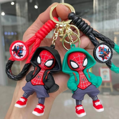 gtrp Spiderman Hood Combo of 2 Cartoon Characters Keychain Cute Silicon02 Key Chain