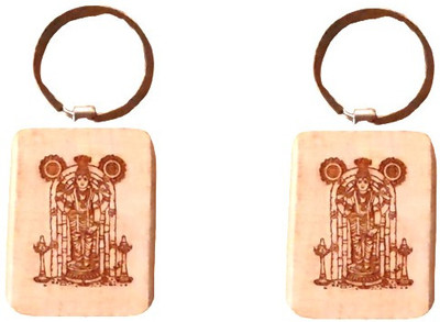 HOIVA Wooden carved handmade Guruvayoorappan for car/All key locks (PACK OF 2) Key Chain