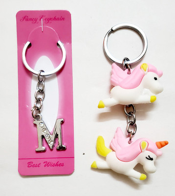 ShopTalk Double unicorn with M letter Key Chain