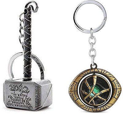 GKM Stylish Thor Axe & Dr strange Eye spinning keychain for men and woman Key Chain