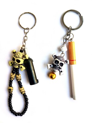 ShopTop cigarette smoking injurious to health Plastic Cigarettes and Skull bottle keychain Key Chain