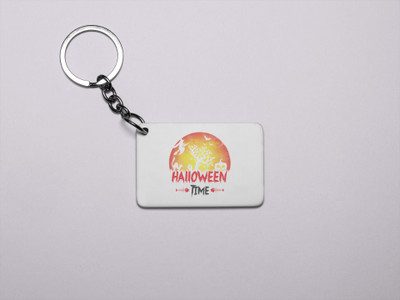 DOGAR ESSENTIALS Halloween Time Semi Circle-Fish Bones-Printed acrylic Keychain(Pack Of 2) Key Chain