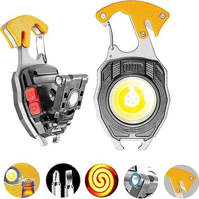 Sg mart Multifunctional Keychain Flashlights, LED Rechargeable Flashlights with Lighter Key Chain