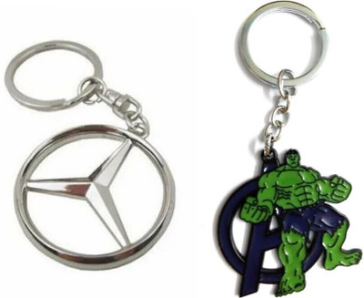 Jainzon Combo of Mercedez Metal And Hulk Avengers Metal Keychain-S148 Key Chain