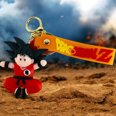 Darkleene collection Big Size Goku Rubber Keychain & Keyring Black Hair Key Chain