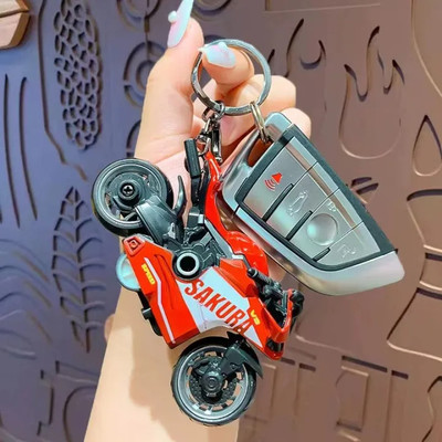 GT Gala Time Red Pull Back Sports Bike Keychain Toy Mini Racing Motorcycle Key Chain